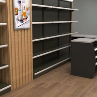 Étagère Gondole Métallique Double Face à Bas Prix pour Supermarché, Présentoir de Magasin d'Épicerie, Rangement Robuste à Charge Lourde