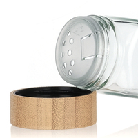 Vide Clair 4Oz 6Oz 8Oz Pot D'assaisonnement Sel Poivre Shaker Bouteilles Bouteille En Verre Avec Couvercle En Bois De Bambou