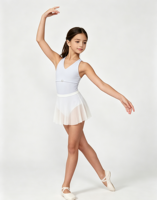 Haut de danse de ballet Anna Shi à col halter et jupe en maille, tenue d'entraînement de ballet pour adulte avec découpes et bretelles au dos