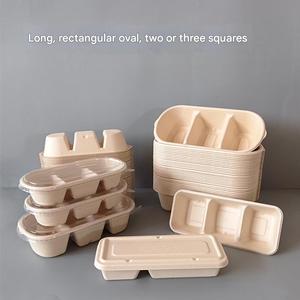 Eco Friendly <b>Biodegradable</b> Microwavable Recyclable Disposable Bagasse 600ml 1100ml Takeaway <b>Packaging</b> Lid 2 3 Compartment Food - Product Image 6