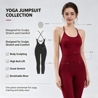 Combinaison de fitness sexy à dos évidé pour femme – Tenue sans couture amincissante ventre plat et rehausseur de hanches – Justaucorps professionnel pour Pilates et Yoga Aérien