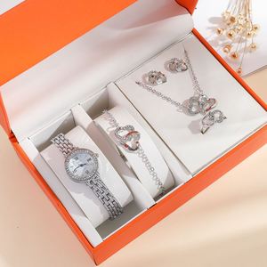 Luxury Rose Gold Metal Heart Jewelry <b>Set</b> with Watch Necklace Ring Earrings Valentine's Day Graduation Christmas <b>Gift</b> for <b>Women</b> - Product Image 3