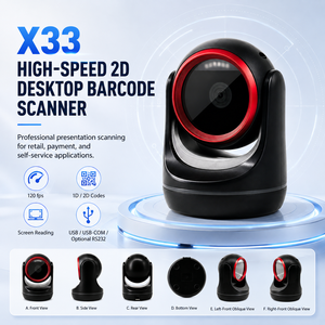 เครื่องสแกนบาร์โค้ดแบบตั้งโต๊ะ X33 ความเร็วสูง 2 มิติ สีดำ USB CMOS 120fps อ่านโค้ด QR สำหรับการชำระเงินในร้านค้าปลีก - Product Image 1