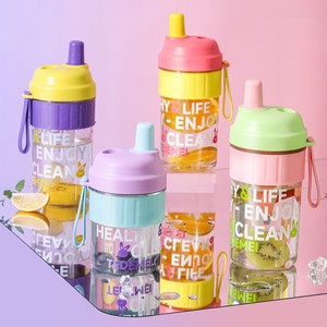 Portable <b>Plastic</b> Water Bottle Multi Color For Students Outdoor Sports Home Use With Lid And Strap - Product Image 1