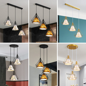 Lampada a Sospensione Nordica Semplice Oro e Nero, Illuminazione Moderna per Interni, Lampadina E27 LED, <span class=keywords><strong>Paralume</strong></span> in Tessuto per Casa, CE RoHS - Product Image 2