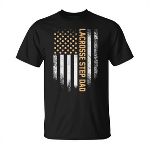 Camiseta vintage con diseño de la bandera estadounidense de lacrosse Step Dad Distressed - Product Image 2