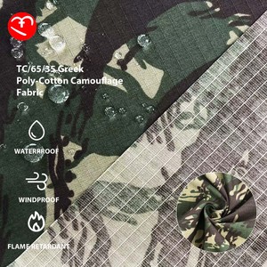 Tessuto Mimetico Ripstop in Poliestere/Cotone 65%T 35%C, Motivo Camouflage Verticale a Lucertola per Uniformi Tattiche - Product Image 1