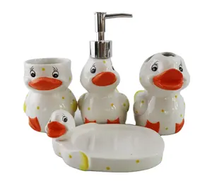 Ensembles de salle de bain ensemble de salle de bain design canard mignon 3D canard ensembles d'accessoires de salle de bain en céramique