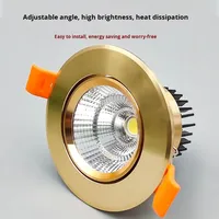 Spot LED encastré moderne en aluminium doré, réglable 5 7 10 15W 165v-265v, COB