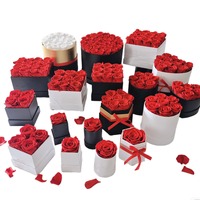 Vente en gros éternelle rosas preservadas éternelle immortelle fleur de pivoine rouge pour toujours infini préservé roses en boîte