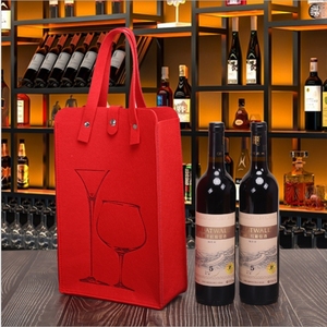 Professional Cheap logo Shopping Bags Felt 2 Bottles Promotional Wine Bag - Product Image 2