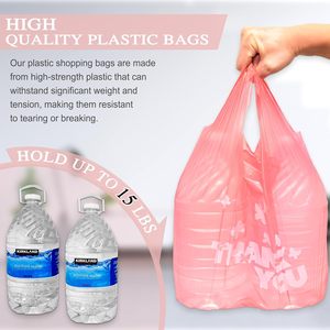 Bolsa de camiseta rosa de agradecimiento con impresión offset, HDPE de 0.48mil de grosor, tamaño supermercado, reciclable, para compras, venta al por menor, directo de fábrica - Product Image 6