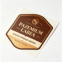 Étiquette personnalisée en feuille d'or pour chocolat au cacao et noisettes, autocollant imperméable pour l'emballage des pots de pâte à tartiner au chocolat