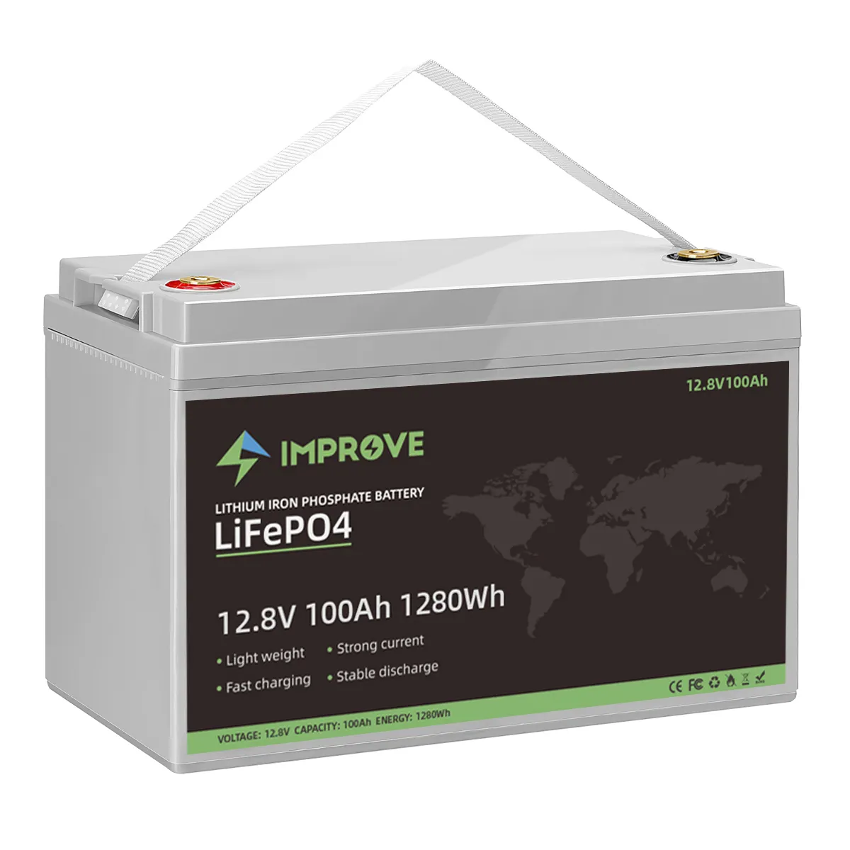 بطارية lifepo4 الشمسية 12 فولت 100 أمبير في الساعة من مصنع المعدات الأصلي بطارية 12 فولت 100 أمبير في الساعة من بطارية ليثيوم 12 فولت 100 أمبير في الساعة