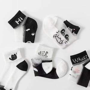 5 pares de calcetines transpirables de <span class=keywords><strong>cristal</strong></span> transparente de seda helada calcetines cortos dulces de gato de barco para calcetines Kawaii - Product Image 5