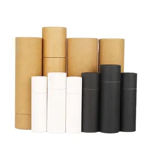 In Stock Biodegradable 0.3oz Push up Kraft Paper Tube Lip Balm Deodorant Stick Container