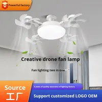 Ventilateur de plafond lumineux créatif transfrontalier avec douille E27, design moderne et simple, tension universelle 85-265V pour salon et chambre à coucher