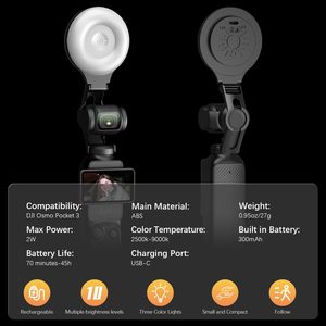 Amazear - Luz de Video LED con Seguimiento Automático, Gimbal para Selfies, Iluminación Auxiliar para Vlogs, Accesorios para Cámara DJI Osmo Pocket 3 - Product Image 2