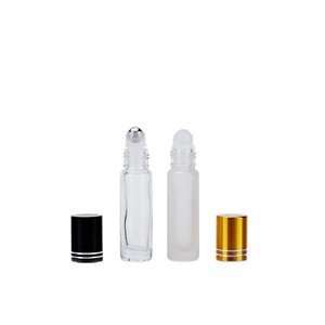 Rouleau cylindrique de luxe 10 ml en pierre précieuse pour flacon de parfum en verre, surface givrée, col métallique, sérigraphie - Product Image 3