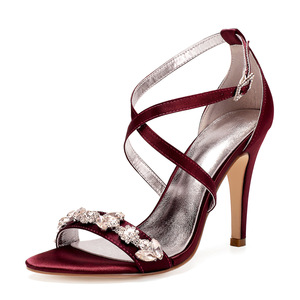 S5748F 2023 di alta qualità con una sola parola sottile moda femminile scarpe <span class=keywords><strong>da</strong></span> sposa con tacco alto strass blu 10 cm - Product Image 5