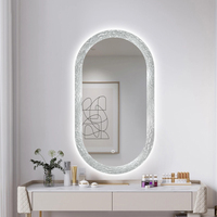 Miroir de Coiffeuse LED Style Moderne Blanc, Miroir de Maquillage Encadré en Acrylique, Idéal pour Salons de Beauté et Résidences