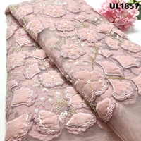 Robe à motif floral Supoo en dentelle, tissu polyester multicolore avec perles et sequins, maille pour la cérémonie de Côte d'Ivoire
