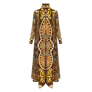 Abaya Musulmana Estampada en Oferta para Mujer, Vestido de Gasa Estilo Árabe con Cinturón, Moda Islámica Modesta - Product Image 3