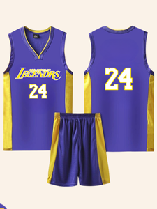 在庫あり男子バスケットボールジャージーセットロサンゼルススタイルナンバー24ノースリーブスポーツユニフォーム出荷準備完了 - Product Image 2