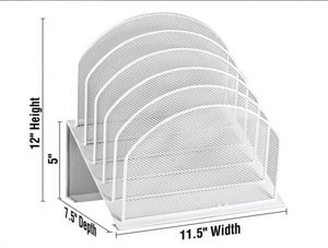 Inclined Desk <b>File</b> <b>Organizer</b> 5-Section Vertical <b>File</b> Folder Holder Stand Metal Rack <b>File</b> Sorter for Desktop Organization - Product Image 5