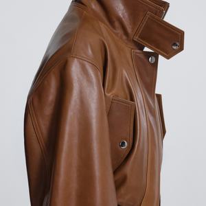 Chaqueta de Cuero Personalizable a la Moda para Mujer, Mangas Largas, Corte Corto, Abrigo de Invierno - Product Image 3