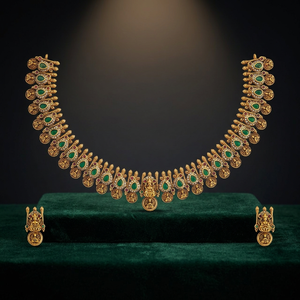 Antique Short Zinc Alloy <b>Necklace</b> with <b>Ruby</b>-Zircon Stones Elegant and Timeless for Wedding Occasions - Product Image 3