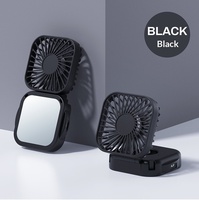 Ventilateur pliable portable avec miroir, rechargeable par USB, batterie intégrée, modèle L9, idéal pour le bureau et l'extérieur