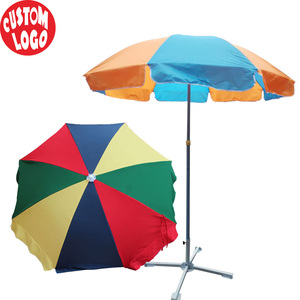 Sombrilla plegable portátil para exteriores, sombrilla de playa con Base de tornillo de 8 pies, 10 pies, promoción al por mayor - Product Image 1