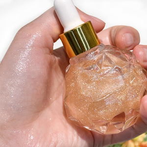 MLM customizable 30ml Unique Round <b>Dropper</b> <b>Bottle</b> Glitter Body Oil Brightening Moisturizing Liquid Highlighter Vegan body oil - Product Image 2