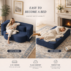 Divano Letto Componibile per Soggiorno, Reclinabile, Modulare, Trapuntato in Tessuto, Imbottito in Spugna, Convertibile, Minimalista per Casa - Product Image 3