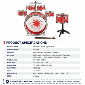 Set di Batteria Acustica Rotante per <span class=keywords><strong>Bambini</strong></span>, Strumento Musicale Amato dai Piccoli - Product Image 2