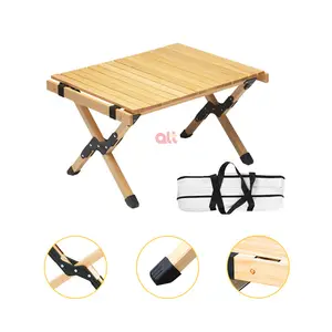 primary color black walnut natural wood folder table small wooden folding table for travel beach patio garden BBQ