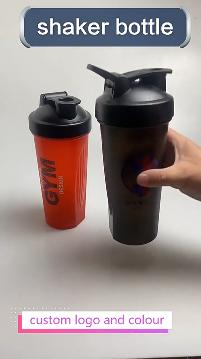 BPA Free 600ml Protein Shaker Bottles 20 OZ Motivational Water Bottle Clear  Cup Powder Shaking