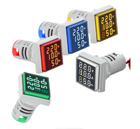 Din Rail 3-in-1 pengukur tegangan, indikator Voltmeter tampilan Digital LED fase tunggal 110V 230V AC 0-99Hz 100A frekuensi