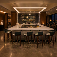 Comptoir de bar complet en pierre artificielle de haute qualité avec design carré personnalisé et chaise pour salon