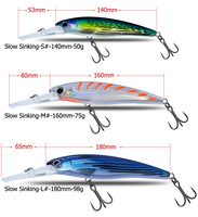 Nouveau 14cm 16cm 18cm Big Game Sinking Minnow Deep Sea Trolling Fishing Leurre Artificiel Bass Thon Swim Bait Wobbler Avec Crochets