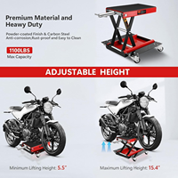Cric de levage à ciseaux robuste 500 kg pour moto, plateforme mobile de réparation avec roues
