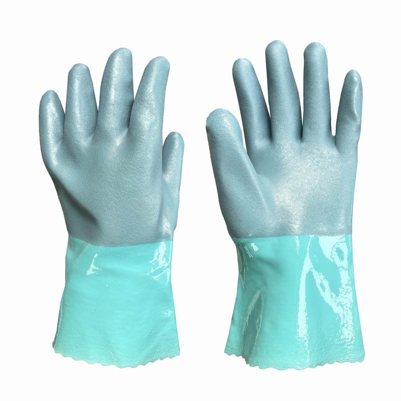 Yulan DPV215 Green Color Non-Slip Oil & Acid Alkali Resistant PVC Waterproof Labor Gloves