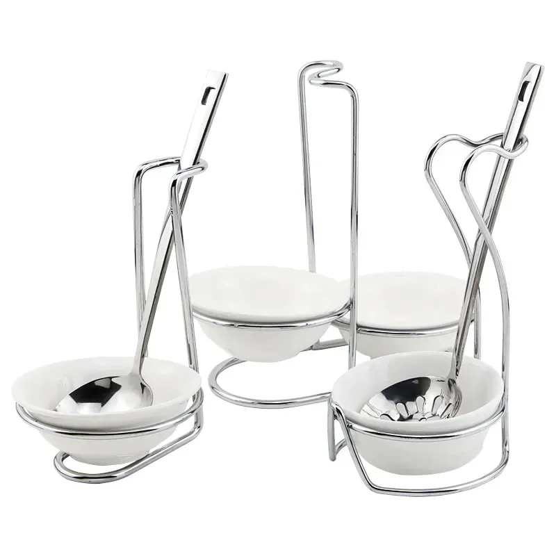 ステンレス鋼スプーンレストスープ鍋ザルホルダースタンドラックキッチンカウンタートップテーブルキッチンツール器具
