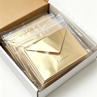 Enveloppe en carton réfléchissant doré effet miroir, personnalisable avec logo par estampage à chaud, pour cartes de remerciement et invitations de fête