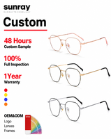 Monturas de Gafas Ultraligeras Retro de Titanio Puro, Unisex, con Aro Completo, que Favorecen el Rostro, para Miopía, con Protección Anti Luz Azul
