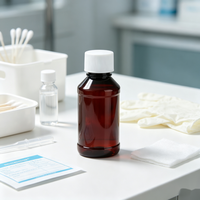 Bouteille en plastique PET vide personnalisée de 60 cc, semi-opaque, avec bouchon à vis, pour liquide désinfectant, liquide pharmaceutique brut, emballage liquide