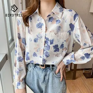 Blusa holgada informal de manga larga para primavera y verano, camisa holgada con solapa, estilo bohemio, para mujer, 2023