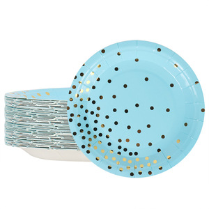 Ensemble <span class=keywords><strong>de</strong></span> vaisselle jetable bleu moderne Gobelets en papier élégants Assiettes Nappes pour les fêtes d'<span class=keywords><strong>anniversaire</strong></span> Articles <span class=keywords><strong>de</strong></span> vente chauds - Product Image 5
