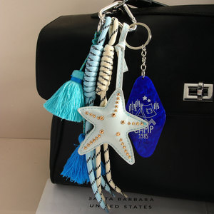 Kalp Şeklinde Saçaklı Deri Tasarımlı Şık Deniz Yıldızı Işıklı Anahtarlık - Product Image 2